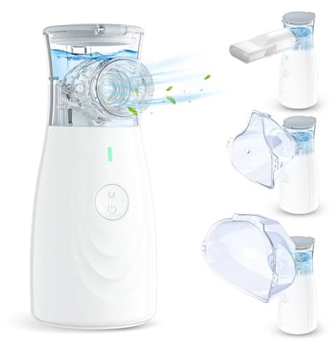 Inhalationsgerät, JOSSIS Inhaliergerät für Kinder und Erwachsene, Partikelgröße 1-5µm, Einstellbarer Sprühnebel, USB C Aufladbarer Inhalator