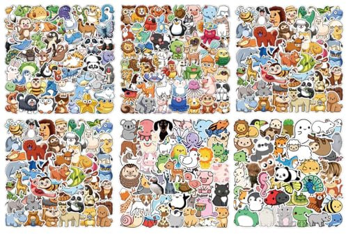 300 Pcs Animal Cartoon Cute Colorful Waterproof Stickers,Vinyl Aesthetic Stickers for Water Bottle,Laptop,Phone,Skateboard,Luggage,Rewards, Animal Scrapbook Stickers for Teens Kids Boys Girls