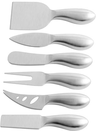 Amosfun 1 Juego 6 Piezas cuchillo para queso platos de salsa de soja mini rallador butter knife cortador queso cortador de queso de acero inoxidable suministros de cocina Silver