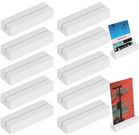 10 Stück (80 x 25 x 15 mm) Kartenhalter aus Holz für Zuhause, Kaffeebars, Geschäfte, Hochzeiten und Postkartendekorationen (weiß), Holzhalter, Fotohalter, Bürobeschilderung