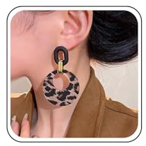 Inateannal Acryl Leopard Baumeln Ohrringe Harz Schildkröte Reif Ohrringe Schildpatt Kreis Tropfen Ohrringes Geometrie Erklärung Runde Baumelnden Ohrringes Schmuck Für Frauen