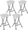 Outsunny Folding Stool Set of 4, Decorative Garden Stool Chair with Safety Latch, Foldable Garden Stools with Powder-Coated Steel Legs HDPE Seat and Handle for Indoor and Outdoor, White