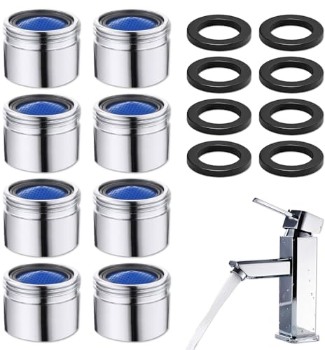 TICKLELY Perlator für Wasserhähne 8er Set mit Dichtungen 1418mm Hochwertiger Messing Wasserhahn Perlator für Armaturen in Küche und Bad Gewinde männlich