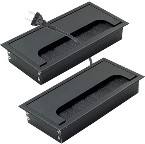 Pasacables de escritorio de 2 piezas, pasacables rectangulares con ojales de metal, cubierta de orificio de escritorio de aleación de aluminio de 6 x 3 pulgadas para equipos de oficina, altavoces de