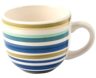 H&H Home, Set 8 Tazze da Thè in Stoneware 100 Righe, Senza Piatto, Colori Assortiti, 250 cc - Lavabili in Lavastoviglie e Idonee per Microonde