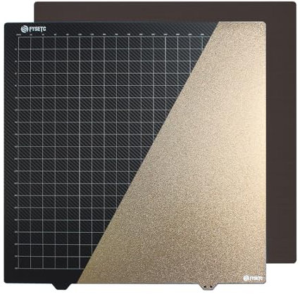 Placa de construcción PEI de 430 x 430 mm, cama de impresión 3D de doble cara con recubrimiento en polvo PEI + superficie lisa de fibra de carbono, plataforma flexible de acero con base magnética