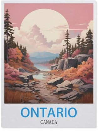 3D Puzzle DIY Kit Papier Spielzeug Einzigartiges Geschenk,Ontario Kanada Vintage Reiseplakat,3D Puzzle DIY Kit Papier Spielzeug Einzigartiges Geschenk(38x26cm)-BX32