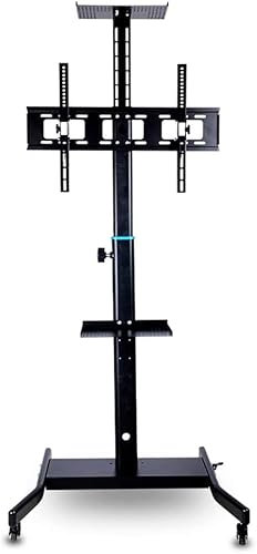 Support TV à roulettes, chariot TV mobile, support de sol pour chariot TV mobile avec plateau, support de montage pour téléviseurs à écran plat LCD LED de 32 à 60 pouces, avec roulettes verr