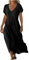 Robe Femme en Coton Lin Pas Cher Robe Chic et Elegant Soldes Robes d'été à Manches Courtes à Col en V de Couleur Unie Robes de Plage Fluide Swing Décontractée