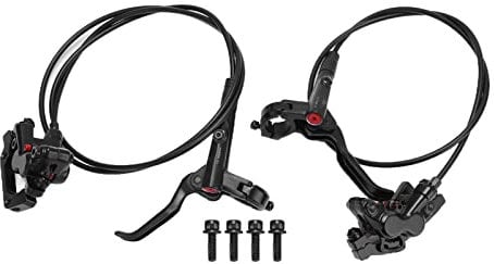 Culnflun M4 Bike Hydraulic Disc Brake 4 Piston Caliper Mt420 Left Rear Right Front Brake Double Braking Efficient Transmission for Mountain Bikes Aluminum Alloy Black