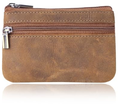 Portamonete Vera Pelle Porta monete Banconote Monete, Vintage Portamonete da Uomo, Porta Spiccioli Uomo in Vera Pelle, Mini Borsellino Unisex - Marrone