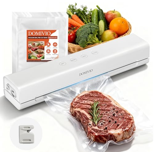 DOMIVIO Vakuumiergerät für Lebensmittel, 4-in-1-Funktionen mit 20 Vakuumbeuteln (20 x 30 cm) – kompaktes Design für den Einsatz in der heimischen Küche