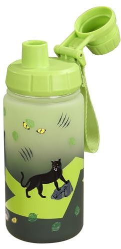 Step by Step Trinkflasche „Black Cat“, grün, BPA-frei, für Schule, Kindergarten, heiße und kohlensäurehaltige Getränke, für Jungen und Mädchen, 0,55 Liter