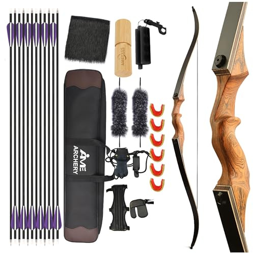wolfman 60 Recurvebogen und Pfeil-Set für Rechtshänder, 20-60 lbs – für Erwachsene und Jäger, Jagd und Zielbogensport-Training (nur 40)