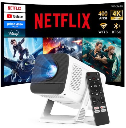 [Officially Licensed App] WEMI Smart Mini Projector for Bedroom, WiFi 6 & Bluetooth 5.4, Native 720P Supported 4K 1080P, Portable Outdoor Wireless LED Video TV Home Cinema Movie for Phone & Ceiling