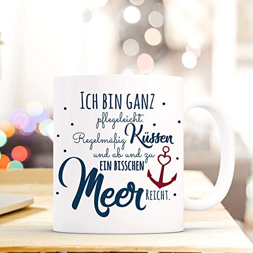 ilka parey wandtattoo-welt® Tasse mit Ankermotiv Spruch Becher Kaffeetasse Kaffeebecher Maritim mit Anker und Spruch regelmäßig Küssen... ts489