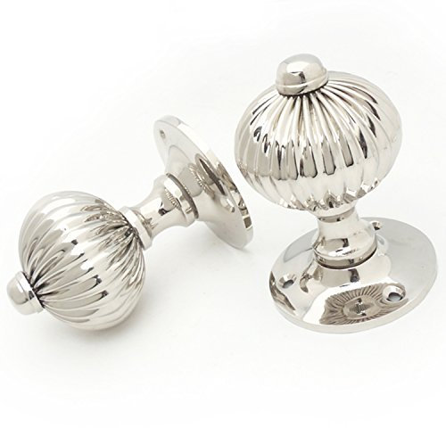 Jones & Grey Regency Reeded Style Polished Nickel Door Handles Knobs