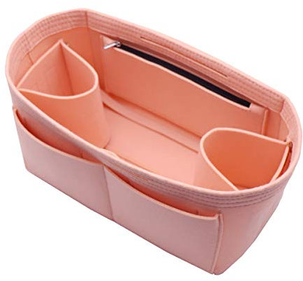 Handtascheneinsatz/Organizer aus Filz, Reißverschluss-Taschenbeutel, Tasche-in-der-Tasche, Flaschenhalterung mit wasserdichter Tasche, Pink (rose), Large