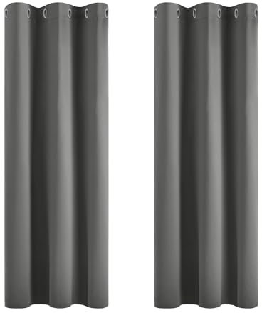 Deconovo Window Treatments Thermal Insulated Eyelet Curtains Blackout Curtains for Bedroom Light Grey 42 x 54 Inch 2 Panels