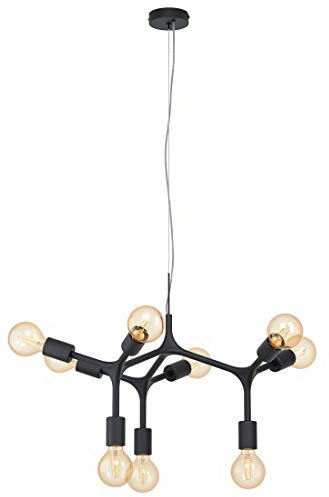 EGLO Pendelleuchte Bocadella, 9 flammige Hängelampe Industrial, Modern, Extravagant, Hängeleuchte aus Stahl in Schwarz, Esstischlampe, Wohnzimmerlampe hängend mit E27 Fassung