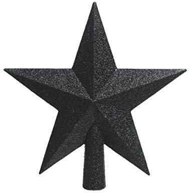 KAE Christbaumspitze Stern Kunststoff Glitzer 19cm Weihnachtsspitze Tannenbaumspitze schwarz