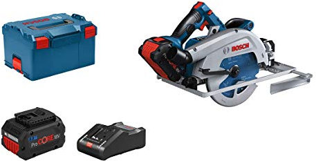 Bosch Professional 18V System Cordless Circular Saw GKS 18V-68 GC (incl. 2 x ProCORE 5.5 Ah Batteries, Charger GAL 18V-160, 1x Circular Saw Blade, Parallel Guide, L-BOXX)
