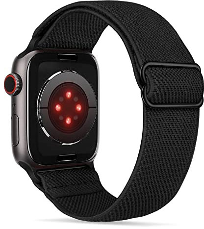 Tasikar Sport Cinturini Compatibile con Cinturino Apple Watch 42mm (Serie 10) 41mm 40mm 38mm, Sport Solo Loop Regolabile, Cinturino Elastico di Ricambio per iWatch SE 2 SE Serie 10/9/8/76/5/4/3 -Nero