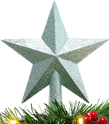 Christmas Concepts® 20cm Glitter Tree Top Star Decoration – Christmas Tree Topper (Mint Green)