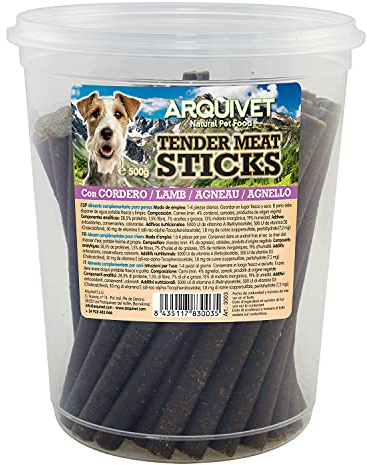 ARQUIVET Tender Meat Sticks Lamm für Hunde 500g - Snacks, Belohnungen, Mundreinigung, Reinigung der Zähne und stärkt den Kiefer