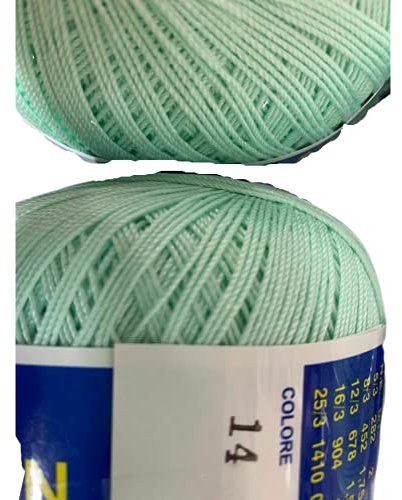 Cotone Per Uncinetto Numero N°12-100 Grammi Filo Di Scozia (678 Mt) Tinta Unita Per Altre QuantitÀ Contattatemi (VERDE ACQUA 14)