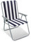 ASAB Folding Garden/Patio Spring Deck Chair With Arms | Comfortable Fabric Seat For Picnic, Camping, Beach, Fishing Outdoor | (Navy Blue with White Stripes)