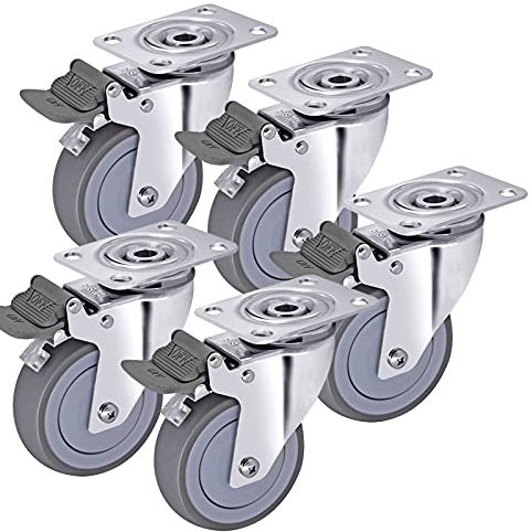 Office Chair Caster Wheels, Chair Casters for Hardwood Floors Locking, Replacement Rubber Caster Wheels- Support Up To 550LBs Weight - Fit Gaming Computer Desk Chairs