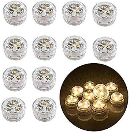 Afoosoo 12pcs flammenlose LED Teelichter Batteriebetriebene wasserdichte Tauch dekorative Lichter für Vase Aquarium Hochzeit Herzstück Weihnachtsfeier Kürbis Lichter (Warmweiß)