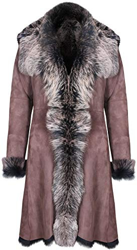Infinity Leather Damen Braun und Gold Damen Echt Toscana Schaffell Leder Wildleder Jacke Trenchcoat XL