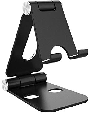 Simpeak Support Téléphone, Petit Support Dock Uniquement Compatible avec Téléphone Portable, Support Téléphone Bureau, Support Smartphones Aluminium - Noir