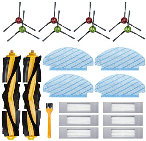 21 Stück Zubehörset für Yeedi vac Hybrid/Yeedi vac Max/Yeedi vac Station Staubsauger Ersatzteile 2 Hauptbürste 6 Filter 8 Seitenbürsten 4 Wischtücher 1 Werkzeug