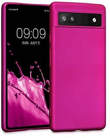 kwmobile Case kompatibel mit Google Pixel 6a Hülle - Schutzhülle aus Silikon metallisch schimmernd - Handyhülle Metallic Pink