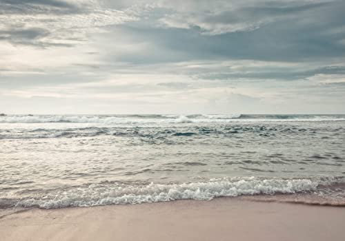 decomonkey Fototapete Strand 350x256 cm Design Tapete XXL Fototapeten Vlies Tapeten Vliestapete Wandtapete moderne Wand Schlafzimmer Wohnzimmer Natur Meer Himmel Wellen Landschaft Sonne Blau