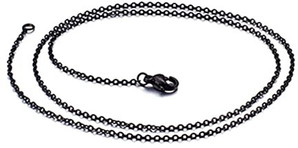 Homxi Gothic Halsketten Herren,Rolokette 1.7mm Kette Männer 50 cm Rolokette Kette Mann Edelstahl Kette Herren Schwarz