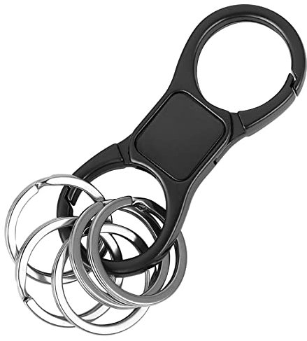 Yolev Schlüsselanhänger Karabiner Schlüsselanhänge Schnellverschluss Feder Schlüsselbund mit 4 Schlüssel Anhänger Schlüsselringen Robuster Keychain Schlüssel Karabiner Herren Geschenk Papa Schwarz