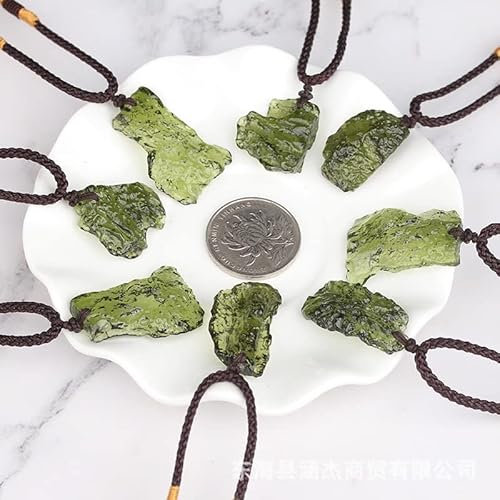 3-22g Rohe Moldawit Kristall Halskette Der Stein der Transformation -Green Tektite Heilsteine Schmuck echte Meteoriten RJ39F SBOTTON-8571 (Length : 10-12g, Metal Color : Moldavite)