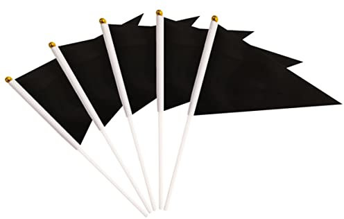25 Pack Black Pennant Flags Small Mini Hand Held Solid Color Pennant On Sticks,Party Events Celebration,School,Grand Opening,Kids Birthday,Sports Clubs,Flower Pot (Black)
