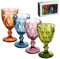 Lot de 4 verres à vin vintage réutilisables en plastique de 355 ml - Motif unique en relief incassable - Verres à pied transparents - Pour mariage, fête, bar - Multicolore