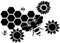 CREATCABIN 2 Stück Hive Bee Sunflower Spiegel Wandaufkleber 3D Acryl Spiegel Aufkleber Abnehmbare Vinyl Kunst Decor Wandbild Dekor Für Wohnzimmer Schlafzimmer Hintergrund Dekoration Silbern