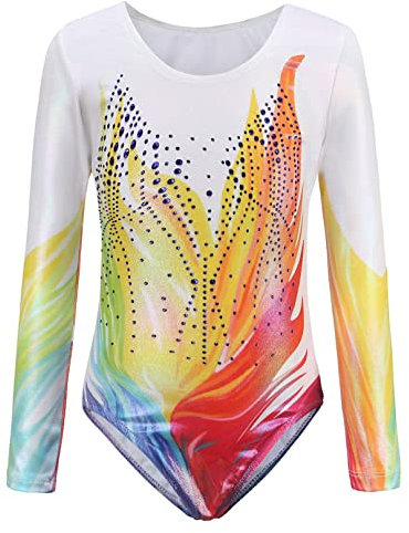 Happy Cherry Filles Collants de Gymnastique Manches Longues Justaucorps Danse Classique Enfant Une Pièce Couleur Dégradée Vêtements de Danse Dansant Gymnastique Athlétique Ballet Sport