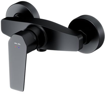 AM.PM Mitigeur de Douche 1 Sortie Monocommande Robinet de Douche sans Bec, Robinet Boignoire, pour Salle de Bains, Noir Mat, Résistant aux rayures, Facile à nettoyer GEM FGA20022