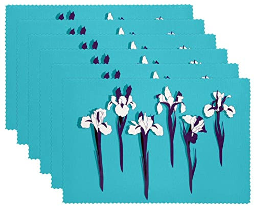 Iris Flowers Tischsets für Esstisch, hitzebeständig, Blau