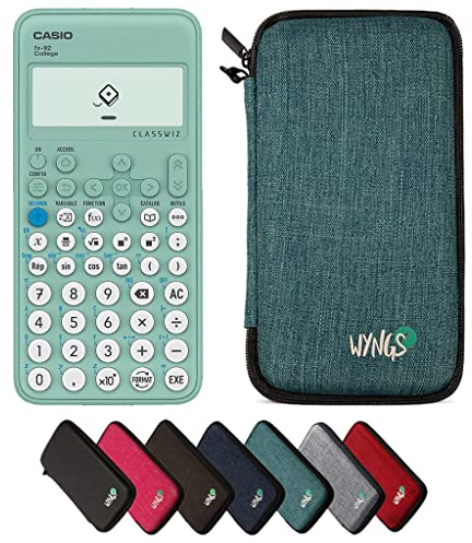 Casio fx-92 Collège inkl. WYNGS Schutztasche Türkis - Wissenschaftlicher Taschenrechner - Basic Set