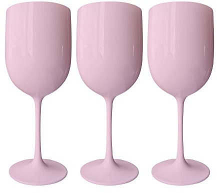 Pink Wine Glasses - Set of 6 Reusable Plastic Wine Glass, Hen Parties, Picnics, Cocktail Nights, Outdoor Events, Poolside, BBQs, and Garden Parties