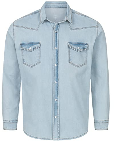 Rock Creek Jeanshemd Herren Denim Langarm H-322 Hellblau 2XL